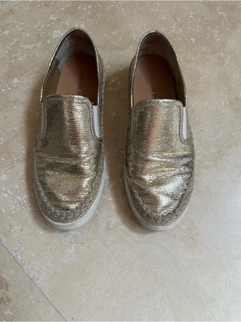 Gianni Bini Metallic Gold Slip-On Espadrilles